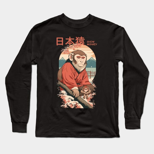 snow monkey Long Sleeve T-Shirt by AOAOCreation